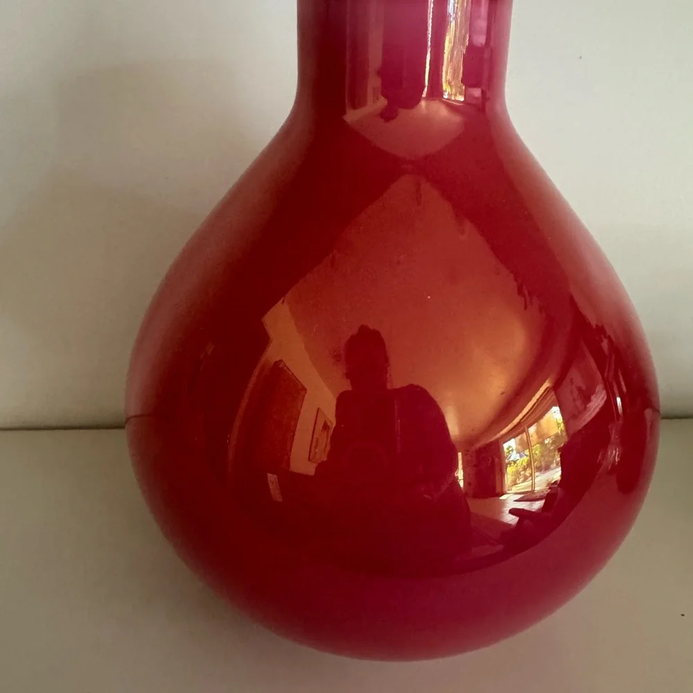 Crate&Barrel Vintage Art White cut to Coral pink made in Poland